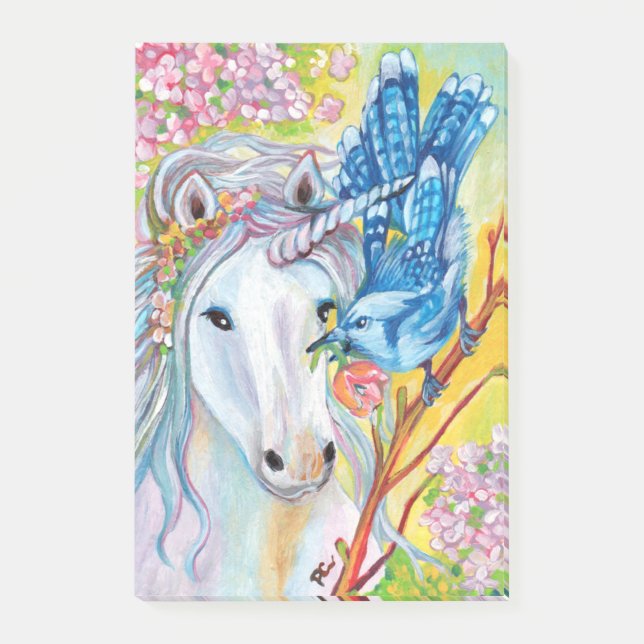 Bloco Post-it Primavera Unicorn e Jay (Frente)