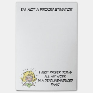 Bloco Post-it Procrastinador para fora forçado engraçado da