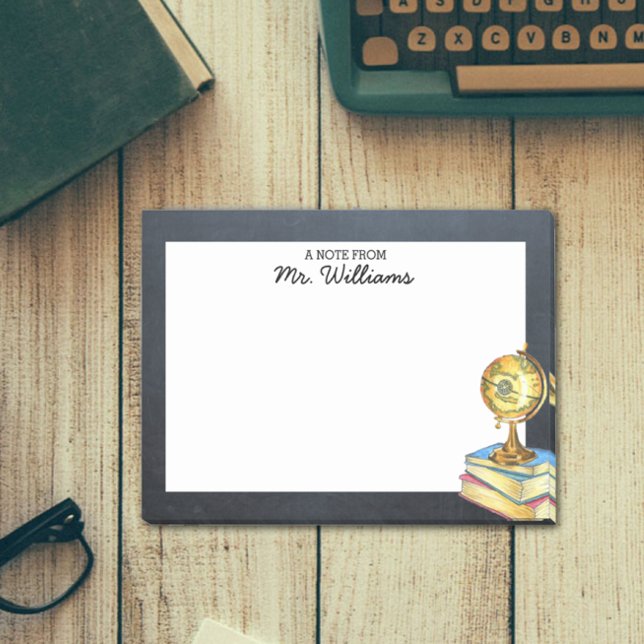 Bloco Post-it Professor Personalizado do Globo e do Quadro (Criador carregado)