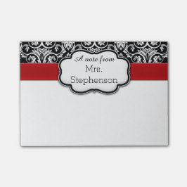 Bloco Post-it Professora/Professora de Fita Vermelha Chic Black/