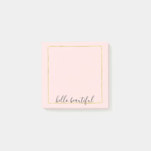 Bloco Post-it Quadrado Dourado Rosa