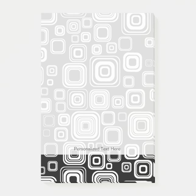 Bloco Post-it Quadrados preto e branco retrógrados (Frente)