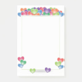 Bloco Post-it Quadro Colorido de Balões de Coração de Amor