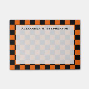 Bloco Post-it Quadro de controlo preto e laranja monograma