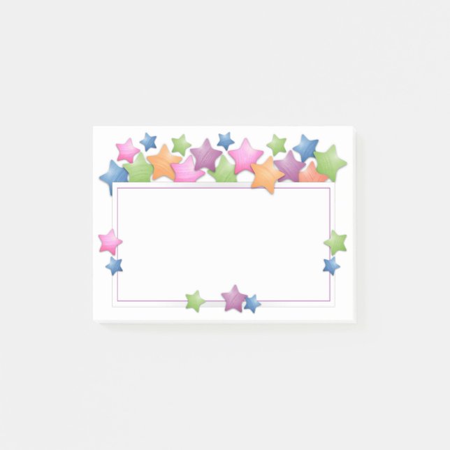 Bloco Post-it Quadro de Estrelas Coloridas bonito (Frente)