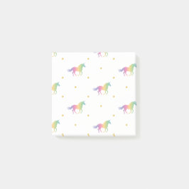 Bloco Post-it Rainbow Unicorns e Dourado padrão de estrelas