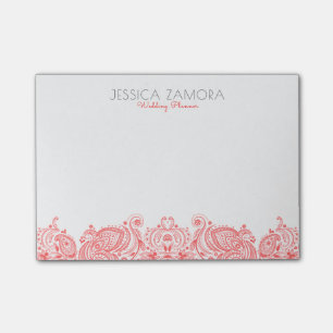 Bloco Post-it Red Floral Paisley Lace
