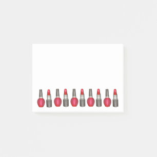 Bloco Post-it Red Lipstick Nail Polonês Makeup Beauty Posta