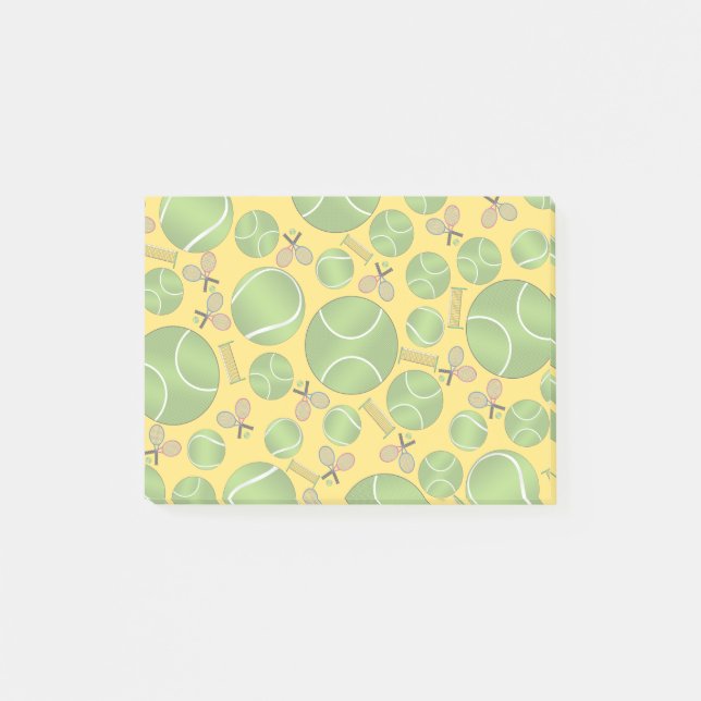 Bloco Post-it Redes e raquetes de tênis amarelo (Frente)