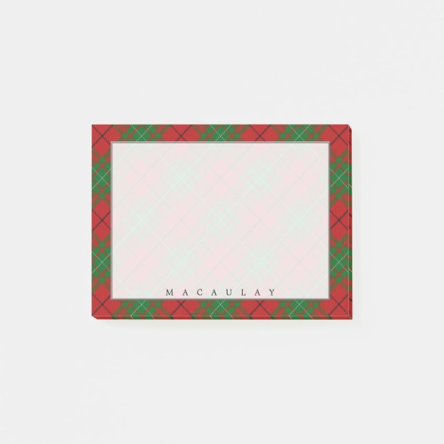 Bloco Post-it Regal Scottish Clan MacAulay Tartan (Frente)
