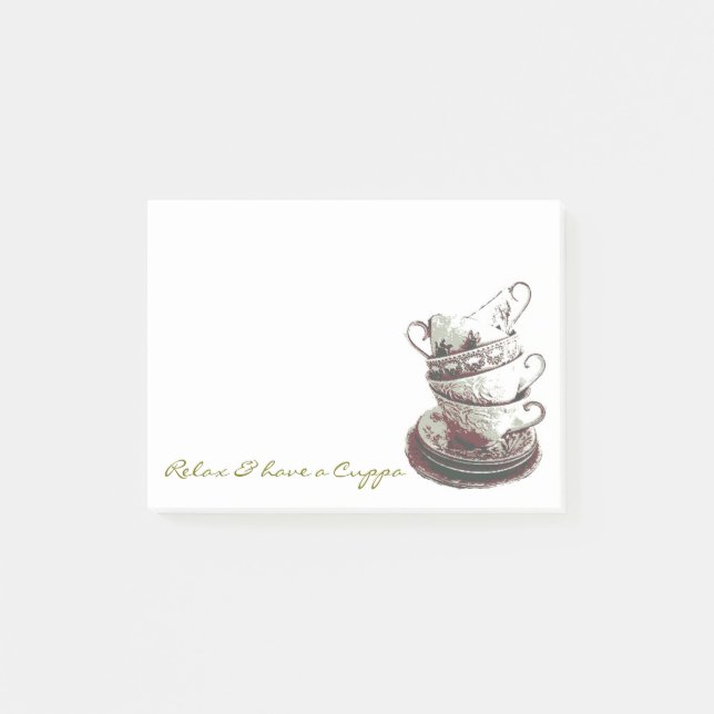 Bloco Post-it "Relaxe e tenha uma Cuppa" Posta (Frente)