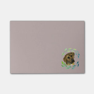 Bloco Post-it Rhodesian Ridgeback com uma aguarela da grinalda