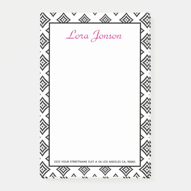 Bloco Post-it Rhomboid Preto Em Fundo Branco (Frente)