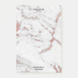 Bloco Post-it Rosa Branca Rosa Dourada Marble Stone Lux Nome End