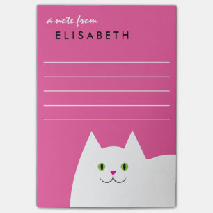 Bloco Post-it Rosa branco do gato do gatinho