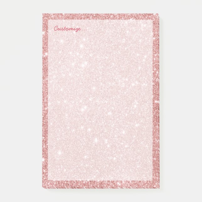 Bloco Post-it Rosa brilhante de luxo de chic Faux (Frente)