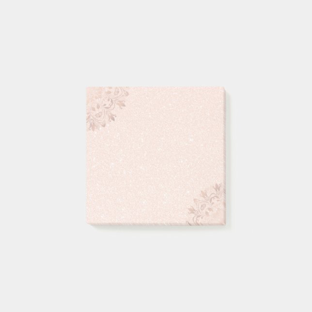 Bloco Post-it Rosa Dourado Floral Mandala (Frente)