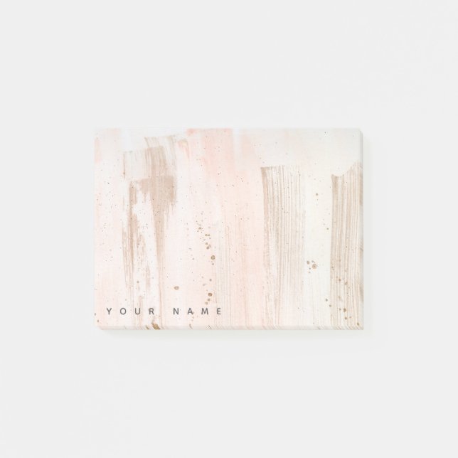 Bloco Post-it Rosa personalizado - Efeito de abertura Dourado -  (Frente)