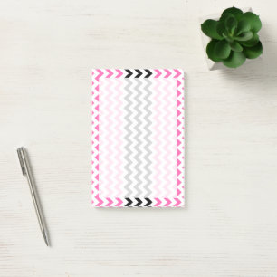 Bloco Post-it Rosa quente e preto Chevron por Shirley Taylor