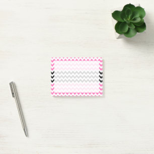 Bloco Post-it Rosa quente e preto Chevron por Shirley Taylor