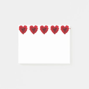 Bloco Post-it Rosa vermelha Coração-Dada forma