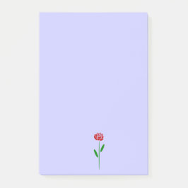 Bloco Post-it Rosa Vermelha Única Art Deco Folhas e Caule Verdes