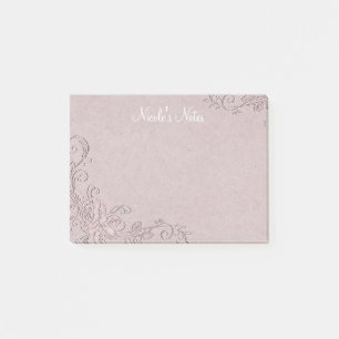 Bloco Post-it Rosa Vintage Glam com Relevo Personalizado