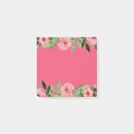 Bloco Post-it Rosas de Aquarela Rosa