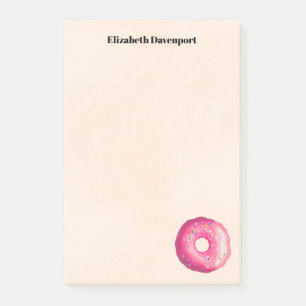 Bloco Post-it Rosquinha com Glacé cor-de-rosa e borrachas perso