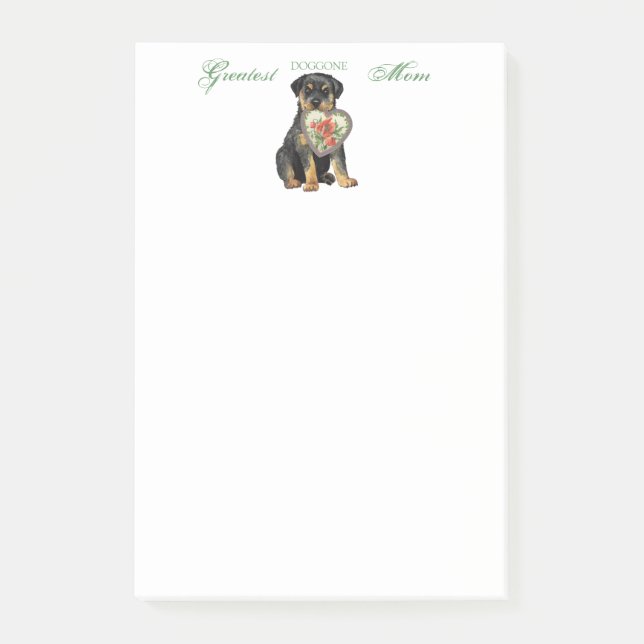 Bloco Post-it Rottweiler Heart Mãe (Frente)