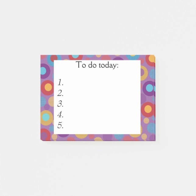 Bloco Post-it Roxo com pontos coloridos Posta nota (Frente)