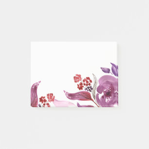 Bloco Post-it Roxo da aguarela + Notas de post-it florais