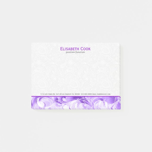 Bloco Post-it Roxo Elegante E Espadilha Branca (Frente)