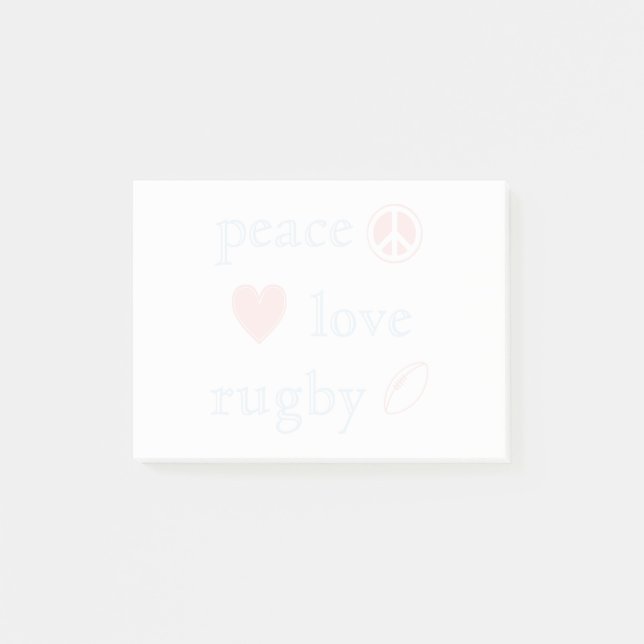 Bloco Post-it Rugby do amor da paz (Frente)