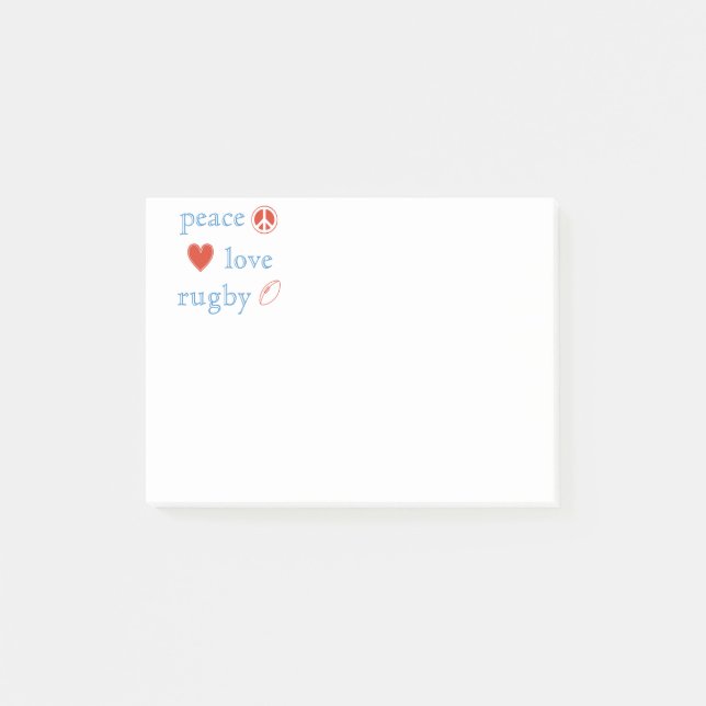Bloco Post-it Rugby do amor da paz (Frente)