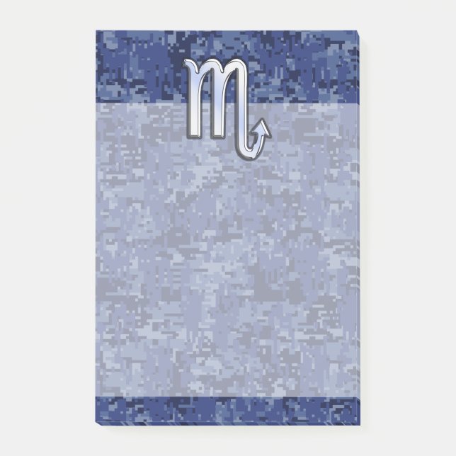 Bloco Post-it Scorpio Zodiac - Símbolo Marinho Azul Camo (Frente)
