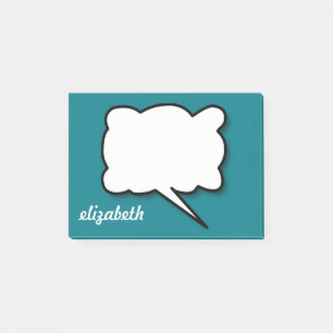 Bloco Post-it Sea Blue Talk Bubble Nome Personalizado