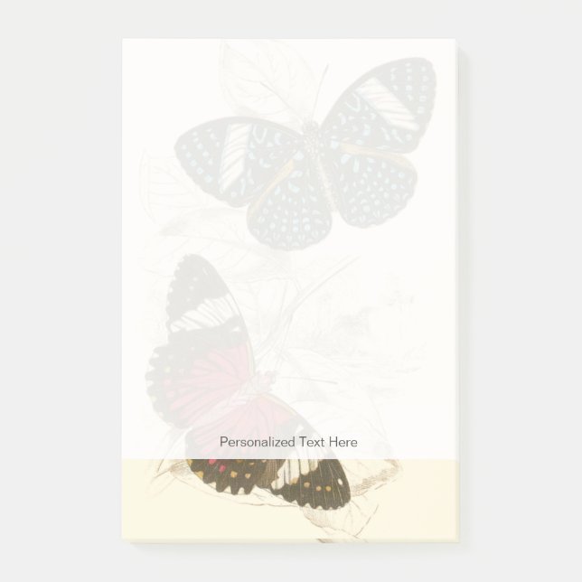 Bloco Post-it Sepia sai com borboletas coloridas (Frente)