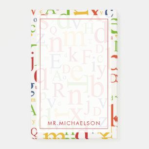 Bloco Post-it Seu texto   Alfabeto Colorido