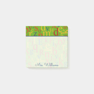 Bloco Post-it Seu texto   Alfabeto Colorido