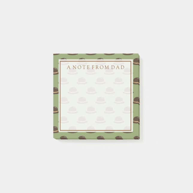 Bloco Post-it Seu texto | Chapéus de Bowler Castanho e Verde (Frente)