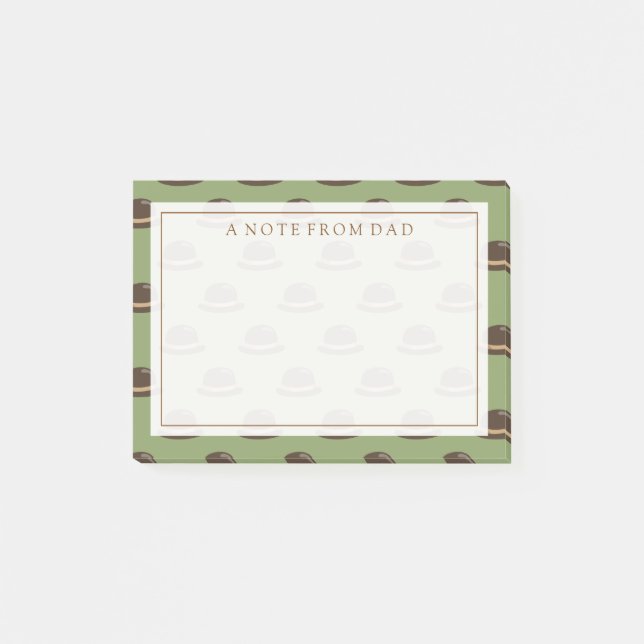 Bloco Post-it Seu texto | Chapéus de Bowler Castanho e Verde (Frente)