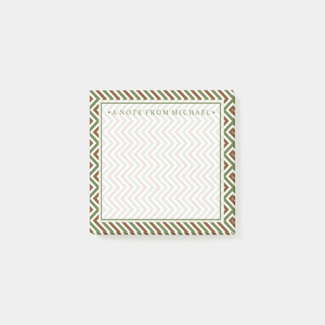 Bloco Post-it Seu texto | Khaki Chevron (Frente)