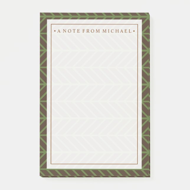 Bloco Post-it Seu texto | Khaki Herringbone (Frente)