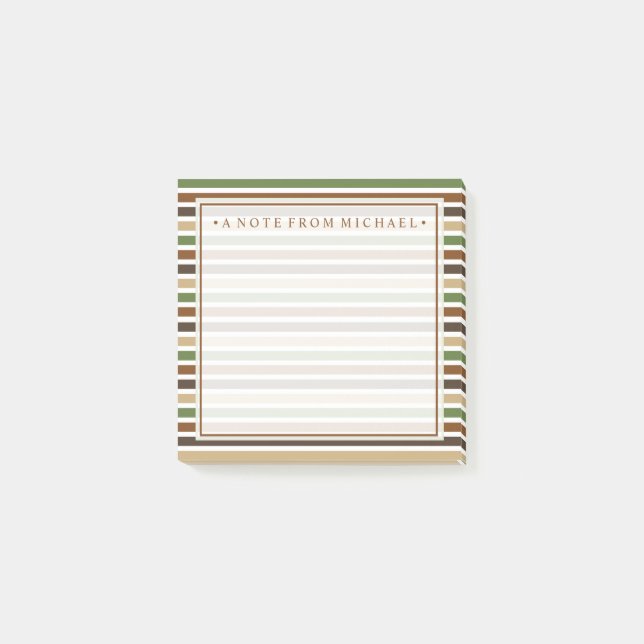 Bloco Post-it Seu texto | Khaki Stripes (Frente)
