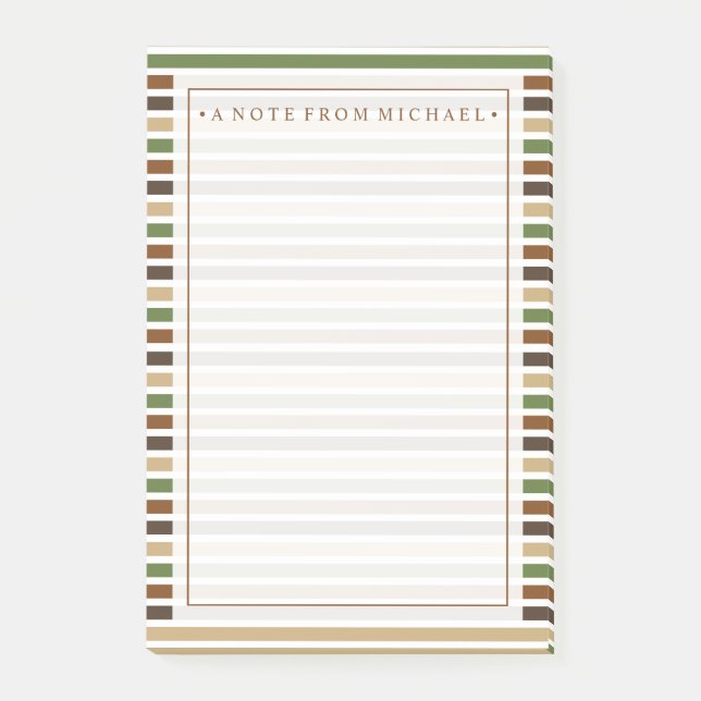 Bloco Post-it Seu texto | Khaki Stripes (Frente)
