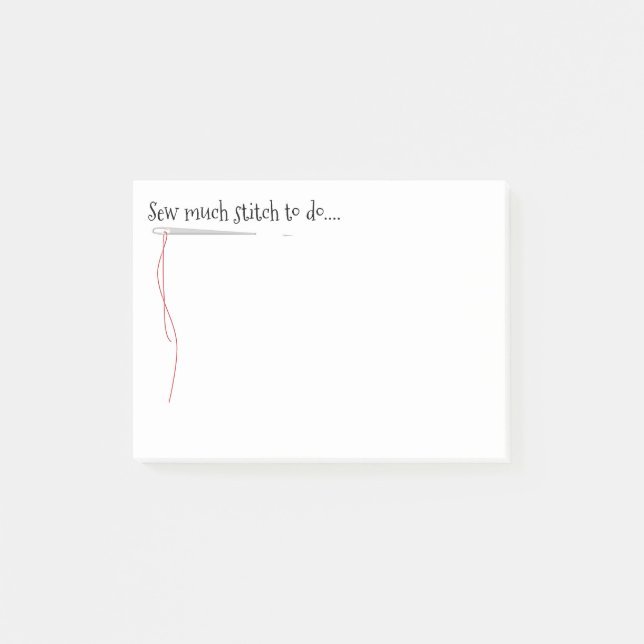 Bloco Post-it Sew o design engraçado com agulha (Frente)