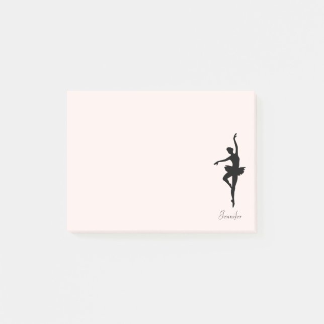 Bloco Post-it Silhueta de dança rosa personalizada (Frente)