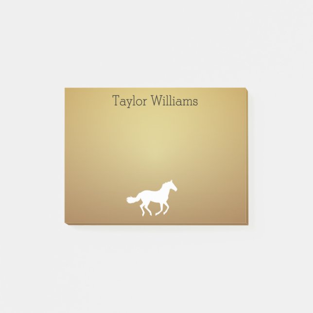 Bloco Post-it Silhueta do cavalo seu fundo dourado escuro (Frente)