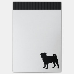 Bloco Post-it Silhueta preta do Pug - design simples do vetor